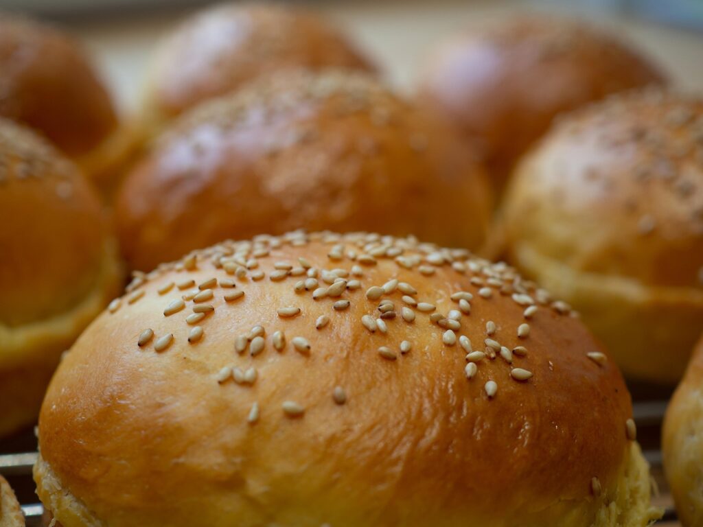 Baked brioche burger buns