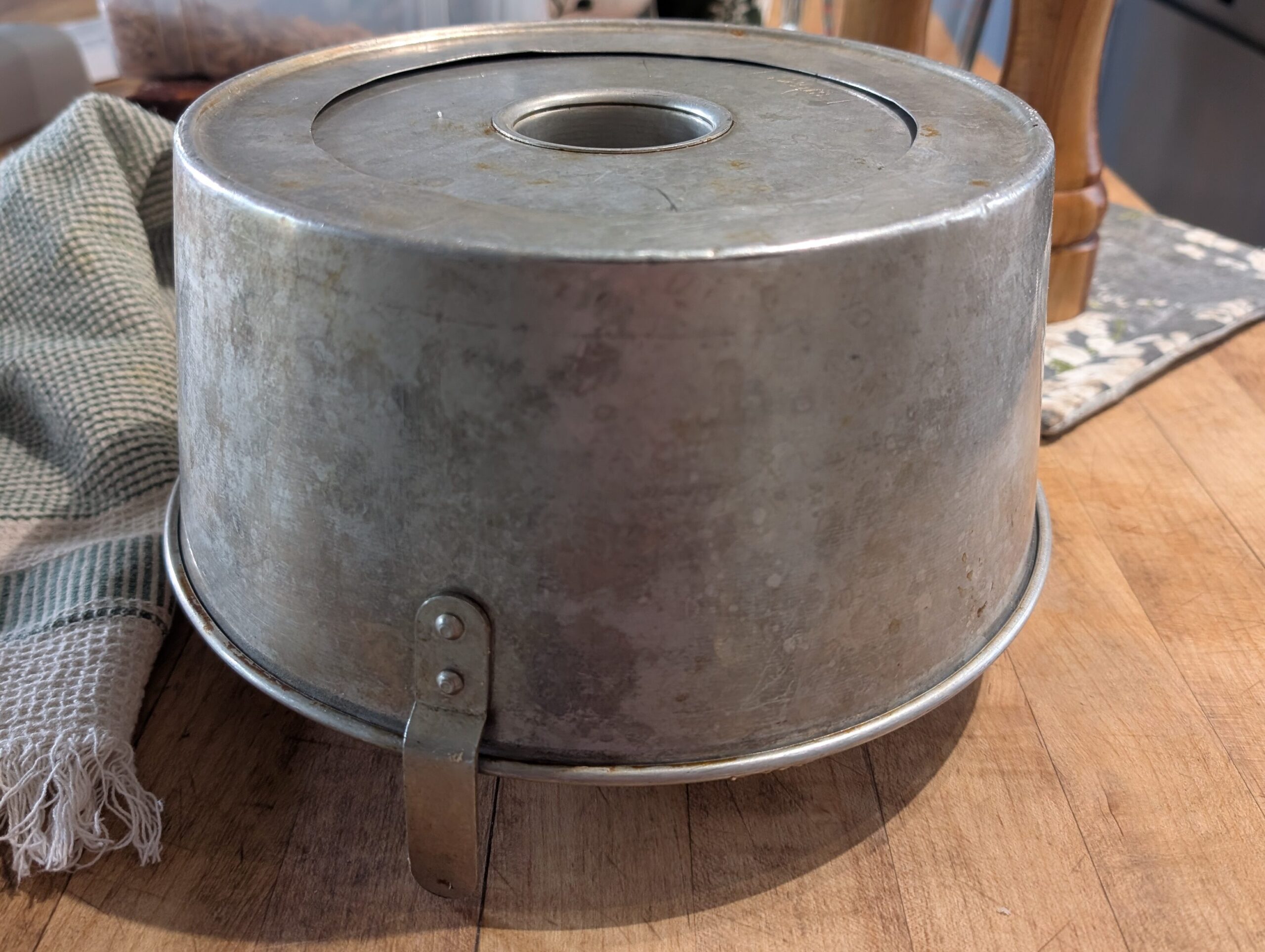 Vintage Angel Food Cake pan for angel food cake with freshly milled flour
